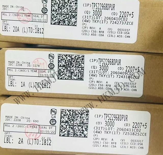 供應(yīng) TI TPS22968DPUR 雙通道超低電阻負(fù)載開關(guān)，帶受控導(dǎo)通功能