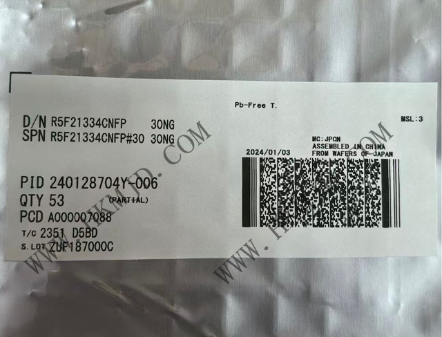 瑞薩電子【MCU芯片】R5F21334CNFP 16位微控制器，采用R8C CPU內(nèi)核